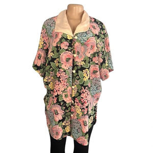 Victoria’s Secret gold label Floral Silky Pajama Top Vintage Shirt